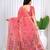 Womens elegant peach pink  cotton silk saree with golden zari border, pallu with blouse