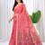 Womens elegant peach pink  cotton silk saree with golden zari border, pallu with blouse
