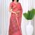 Womens elegant peach pink  cotton silk saree with golden zari border, pallu with blouse