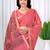 Womens elegant peach pink  cotton silk saree with golden zari border, pallu with blouse