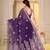 Womens elegant purple  cotton silk saree with golden zari border, pallu with blouse