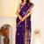 Womens elegant purple  cotton silk saree with golden zari border, pallu with blouse