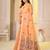 Womens elegant peach orange  cotton silk saree with golden zari border, pallu with blouse