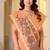 Womens elegant peach orange  cotton silk saree with golden zari border, pallu with blouse