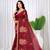 Womens elegant maroon cotton silk saree with golden zari border, pallu with blouse