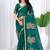 Womens elegant rama green  cotton silk saree with golden zari border, pallu with blouse