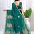 Womens elegant rama green  cotton silk saree with golden zari border, pallu with blouse