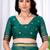 Womens elegant rama green  cotton silk saree with golden zari border, pallu with blouse
