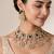 Gold plated emerald green kundan statement necklace set