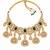 Gold plated emerald green kundan statement necklace set