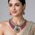 Ruby red and emerald  green polki necklace set