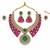 Ruby red and emerald  green polki necklace set