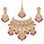 Gold plated ruby red kundan bridal necklace set with maang tikka