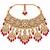 Gold plated ruby red kundan bridal necklace set with maang tikka
