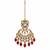 Gold plated ruby red kundan bridal necklace set with maang tikka