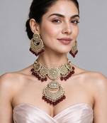 Gold plated kundan choker necklace set with chandbali earrings