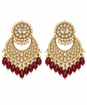 Gold plated kundan choker necklace set with chandbali earrings 4