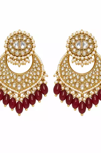 Gold plated kundan choker necklace set with chandbali earrings