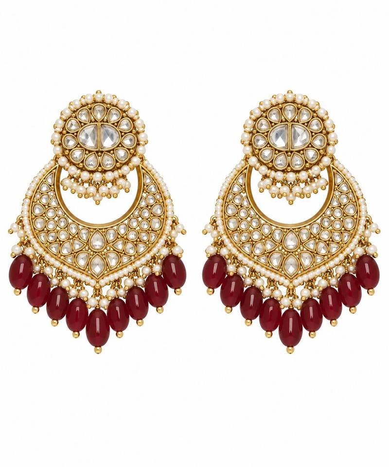 Gold plated kundan choker necklace set with chandbali earrings