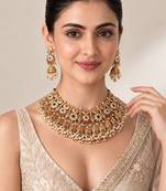Antique gold plated kundan statement necklace set