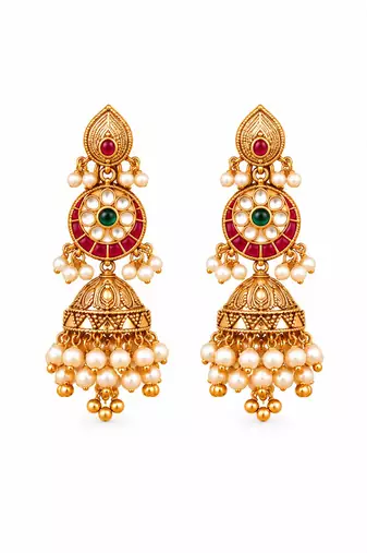 Antique gold plated kundan statement necklace set