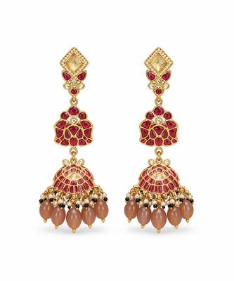 Gold plated multicolor kundan drop necklace set 4
