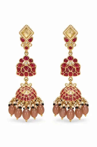Gold plated multicolor kundan drop necklace set