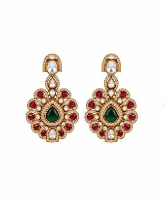 Gold plated ruby red moissanite statement necklace set 4
