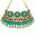 Gold plated turquoise blue floral beaded necklace set