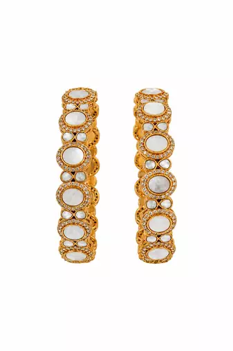 Gold plated pearl kundan halo statement bangles