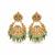 Gold plated sage green beaded chandbali earrings