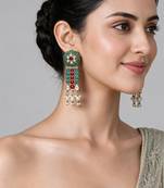 Gold plated multicolor stone drop earrings