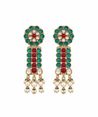 Gold plated multicolor stone drop earrings 2