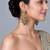 Gold plated kundan pearl ear chain earrings