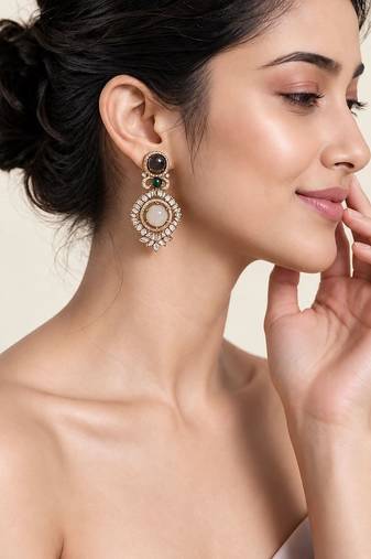 Gold plated multicolor zircon drop earrings