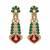 Gold plated emerald green and ruby red kundan statement earrings