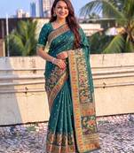 Women's zari woven kashmiri pashmina silk traditional saree with blouse