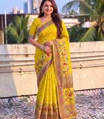 Women's zari woven kashmiri pashmina silk traditional saree with blouse