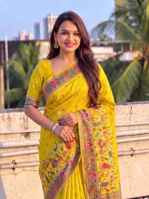 Women's zari woven kashmiri pashmina silk traditional saree with blouse 2