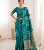 women's zari woven soft silk blend traditional saree with blouse
