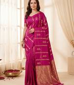 women's zari woven soft silk blend traditional saree with blouse