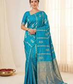 women's zari woven soft silk blend traditional saree with blouse