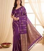 women's zari woven soft silk blend traditional saree with blouse