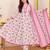 Women’s White Floral Printed Cotton Anarkali Kurta Set with Pant and Dupatta | 3 Piece Ethnic Wear