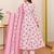 Women’s White Floral Printed Cotton Anarkali Kurta Set with Pant and Dupatta | 3 Piece Ethnic Wear
