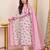 Women’s White Floral Printed Cotton Anarkali Kurta Set with Pant and Dupatta | 3 Piece Ethnic Wear