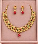 Gold-plated necklace set in multicolor - traditional style