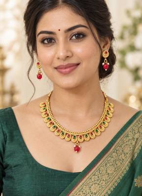 Gold-plated necklace set in multicolor - traditional style 2
