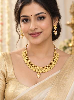 Gold-plated necklace set in gold - traditional style 1