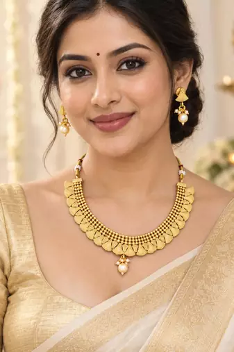 Gold-plated necklace set in gold - traditional style